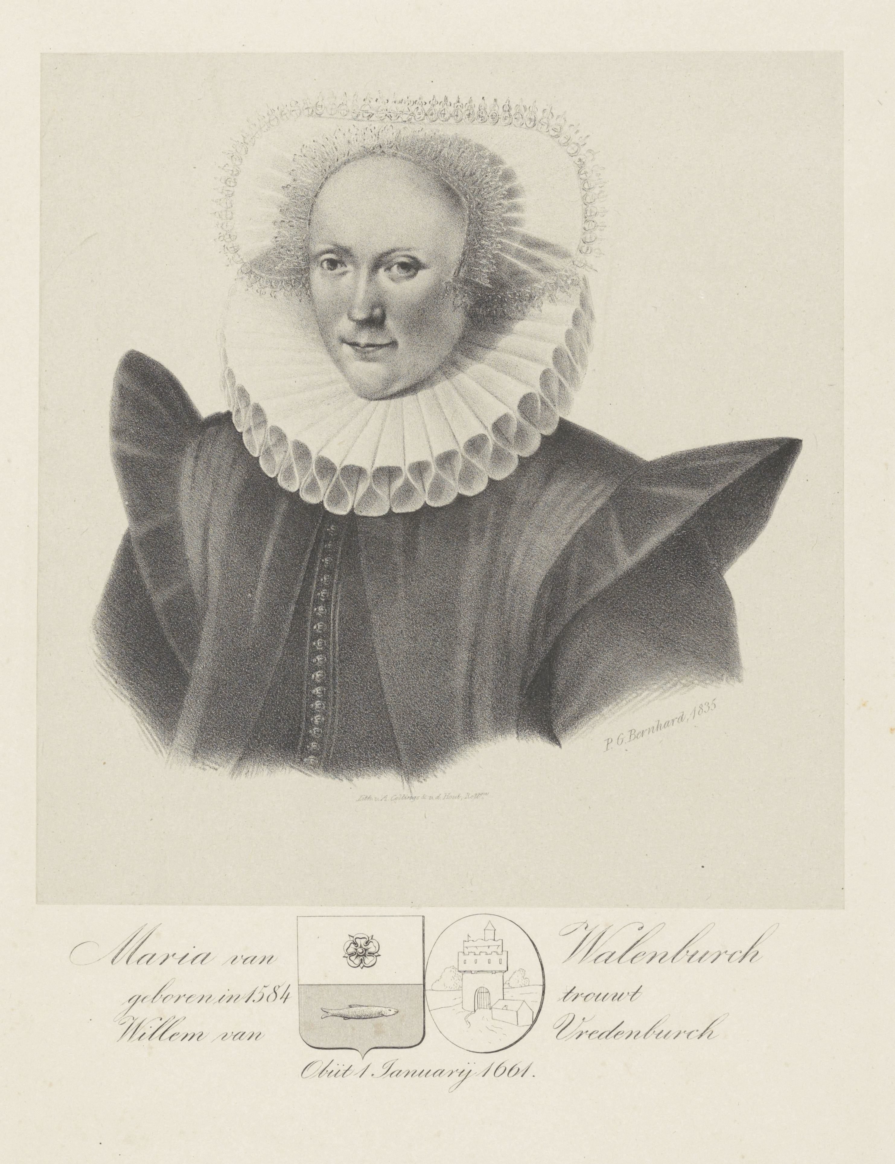 Portret van Maria van Walenburch by Pieter Gerardus Bernhard