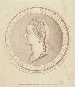Portret van Marie Antoinette, Dauphine van Frankrijk, in basreliëf op medaillon