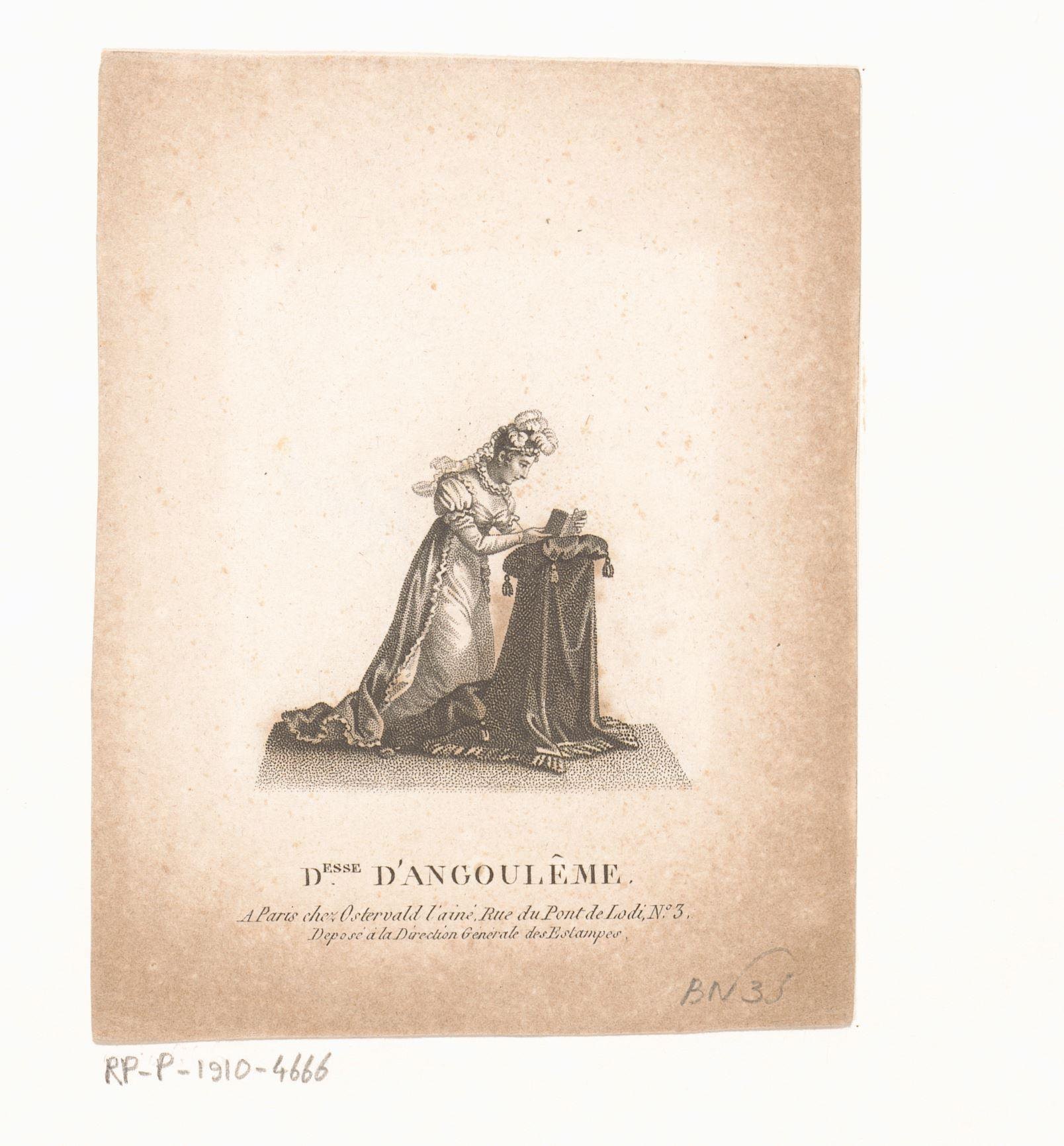 Portret van Marie Thérèse Charlotte van Frankrijk in gebed by A. Bosselman