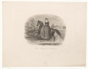 Portret van Marie von Sachsen-Altenburg te paard