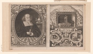 Portret van Martin Geier op 54-jarige leeftijd en vier verbeelde psalmen