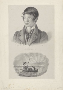 Portret van matroos Jacob Hobein en zijn boot