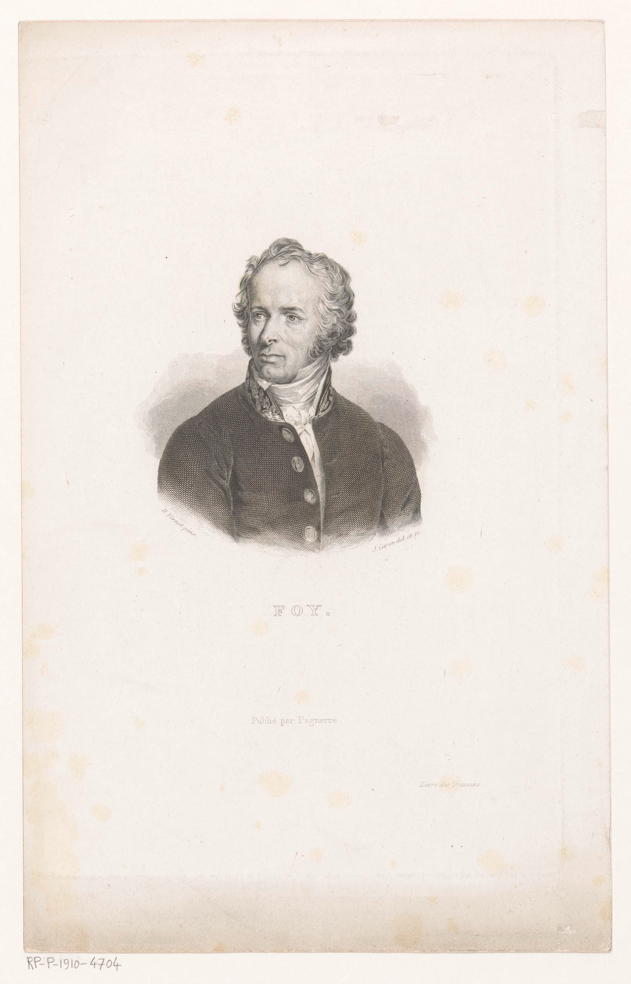 Portret van Maximilien Sébastien Foy by Adolphe Alexandre Joseph Caron