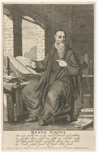 Portret van Menno Simons, leider van de Mennonieten