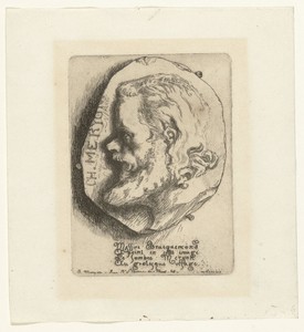 Portret van Méryon weergegeven als beeldhouwwerk in reliëf