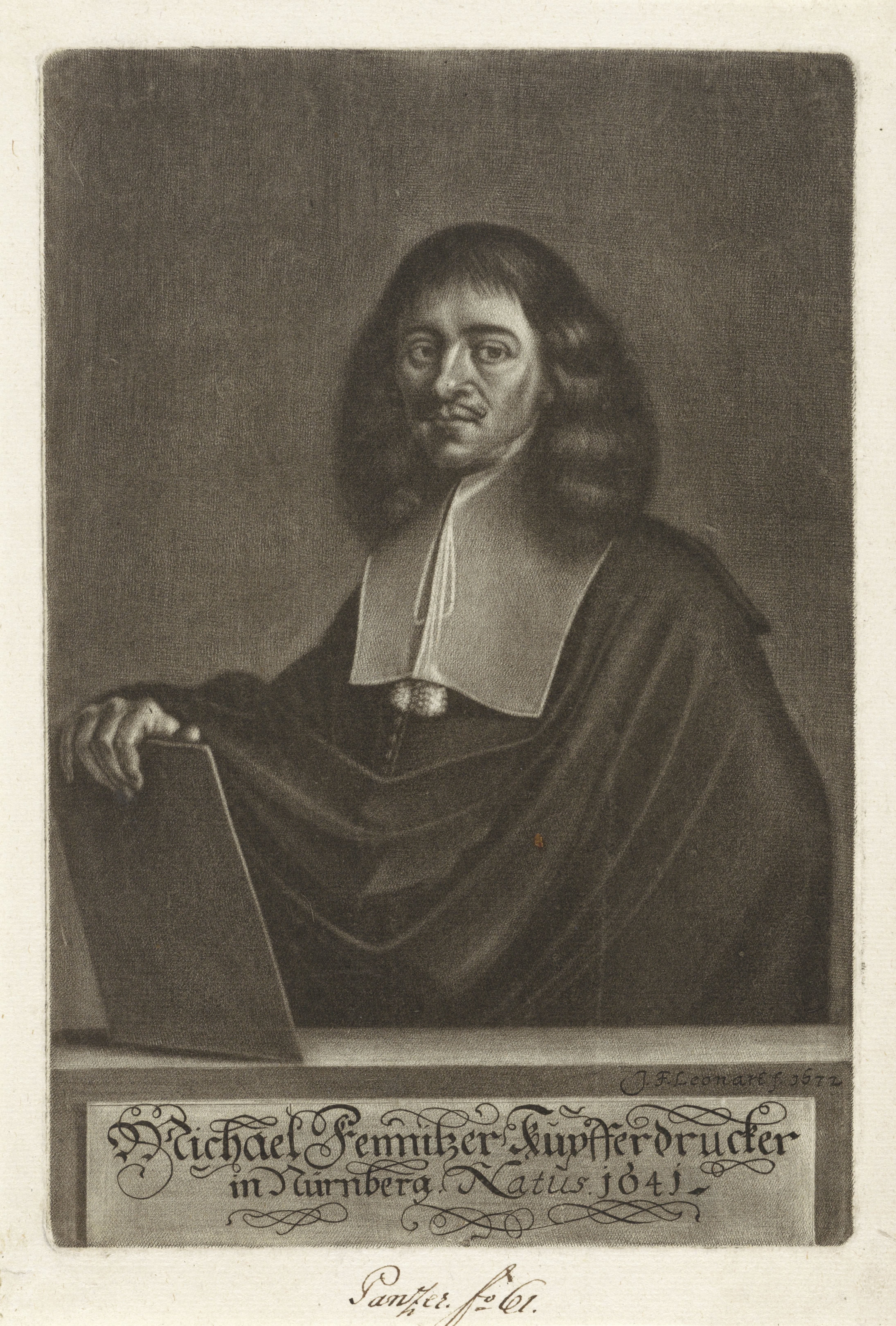 Portret van Michael Fennitzer by Johann Friedrich Leonard
