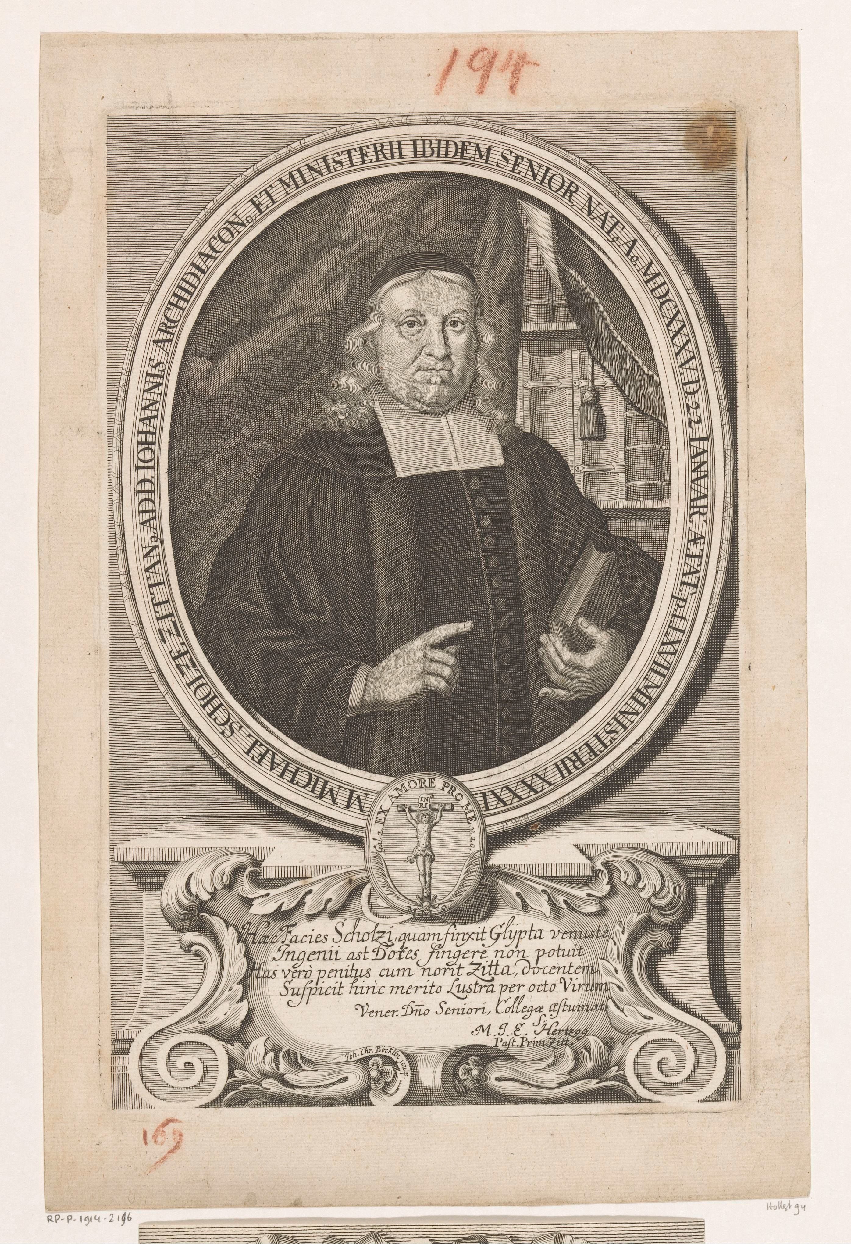 Portret van Michael Sholze by Johann Christoph Boecklin