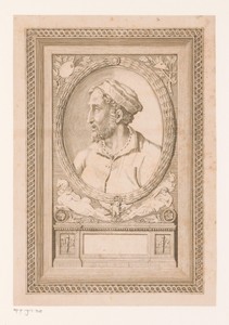 Portret van Michelangelo in een decoratieve rand