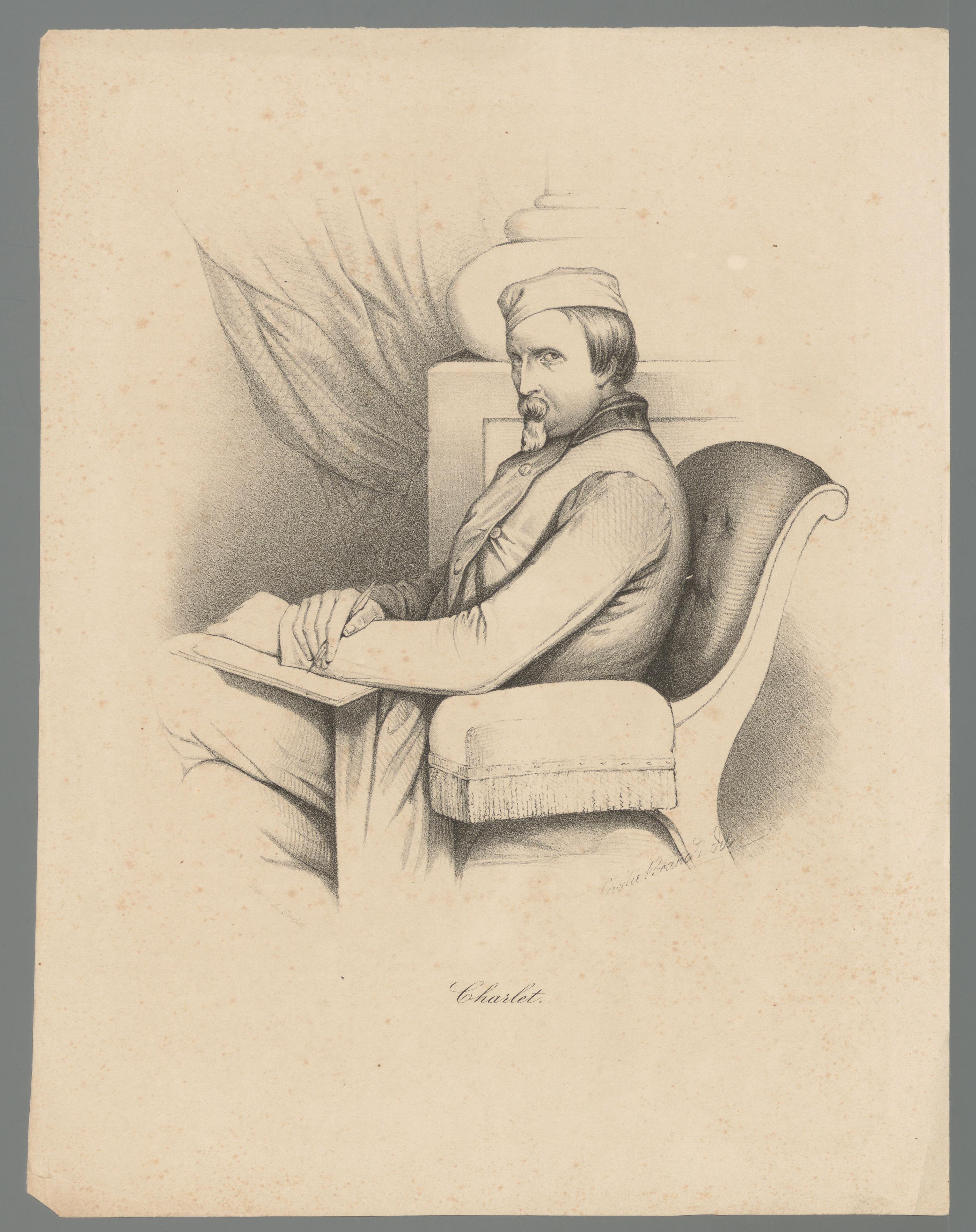Portret van Nicolas Toussaint Charlet by Cäcilie Brandt