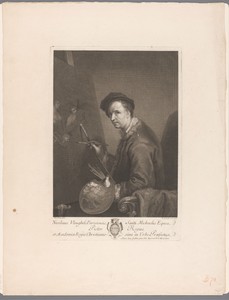 Portret van Nicolas Vleughels aan zijn schildersezel