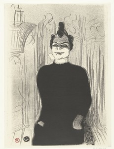 Portret van Nicolle tijdens optreden in muziektheater Gaieté Rochechouart