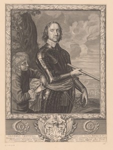 Portret van Oliver Cromwell in een harnas