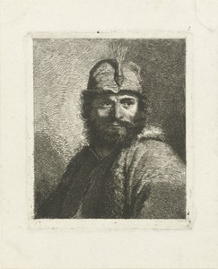 Portret van onbekende man met baard en gepluimde hoed