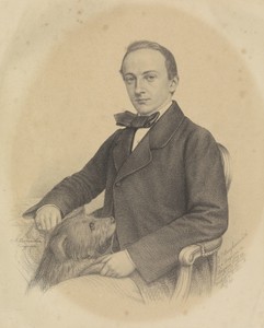 Portret van onbekende man met hond
