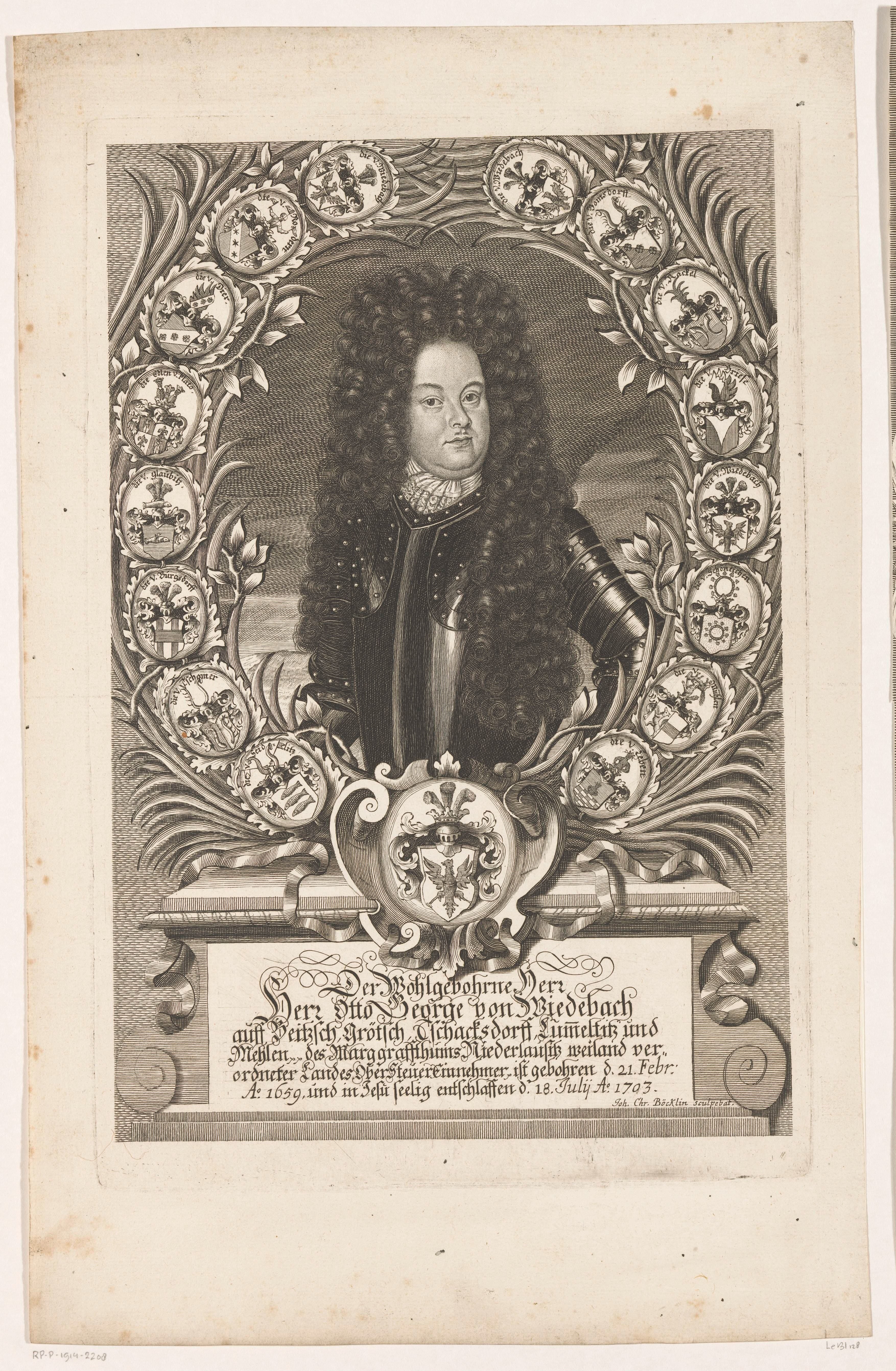 Portret van Otto George von Wiedebach by Johann Christoph Boecklin