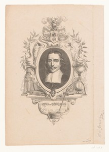 Portret van Otto Guericke in ornamenteel kader