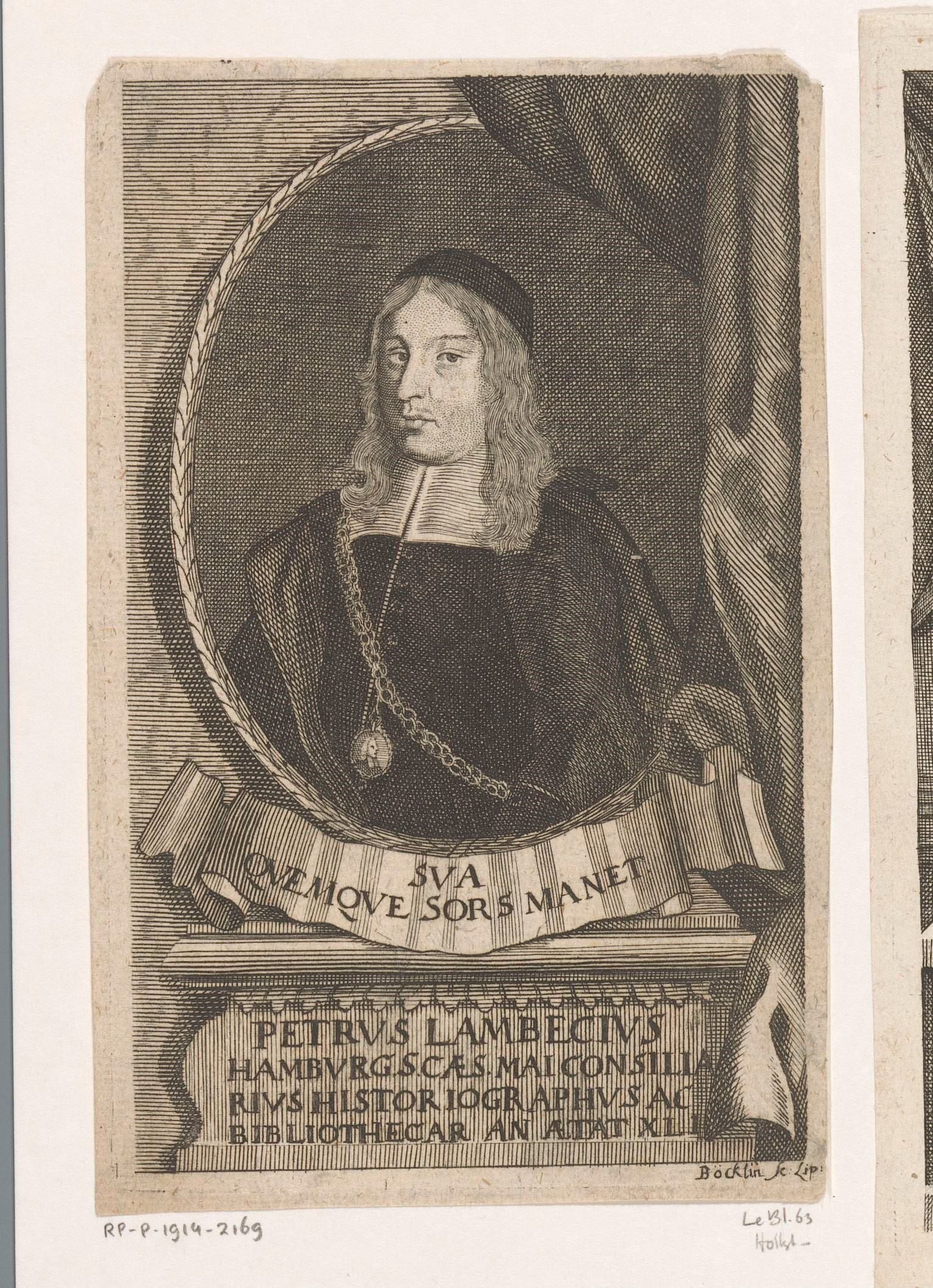 Portret van Peter Lambeck by Johann Christoph Boecklin