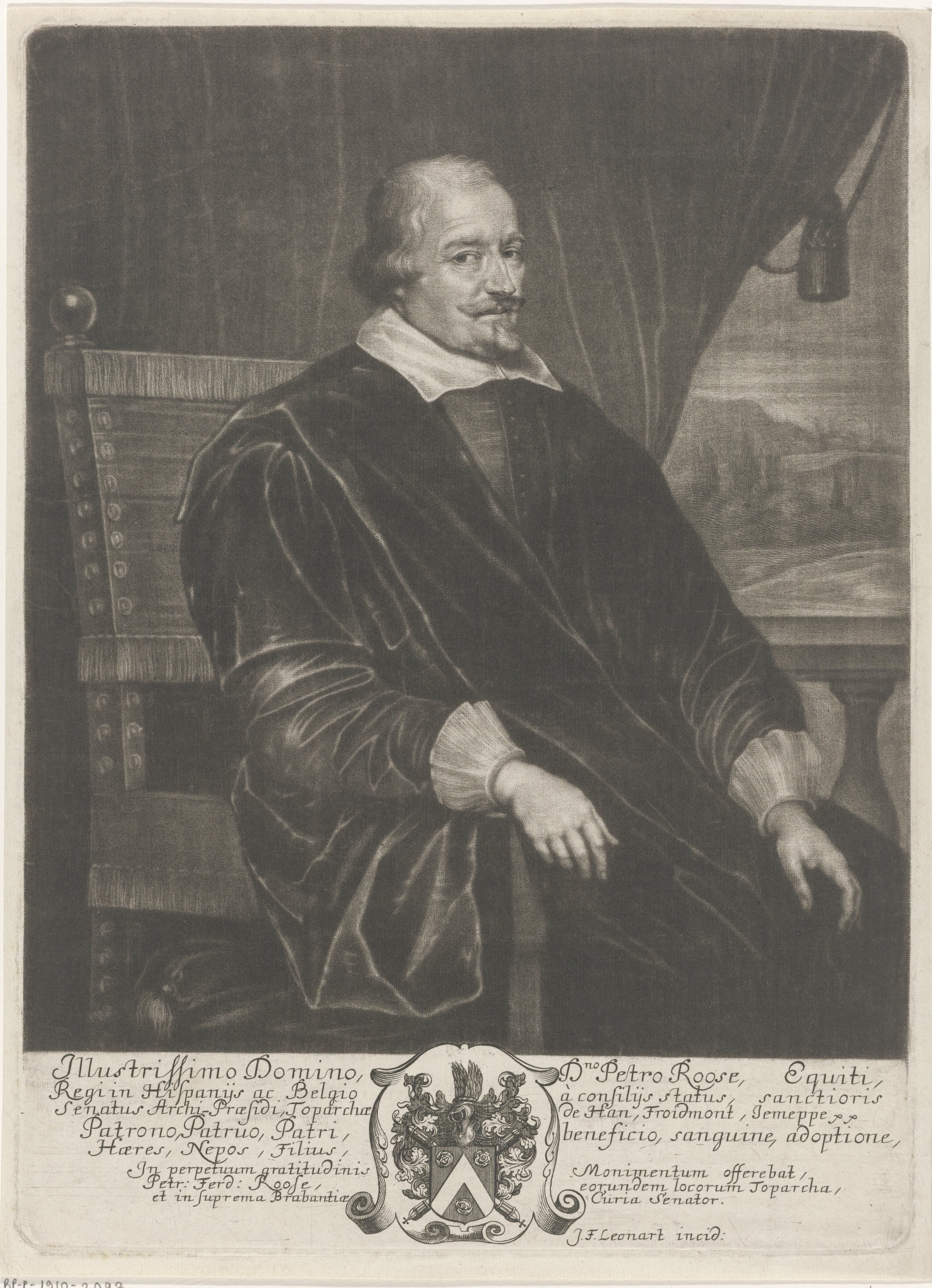 Portret van Peter Roose zittend in een fauteuil by Johann Friedrich Leonard
