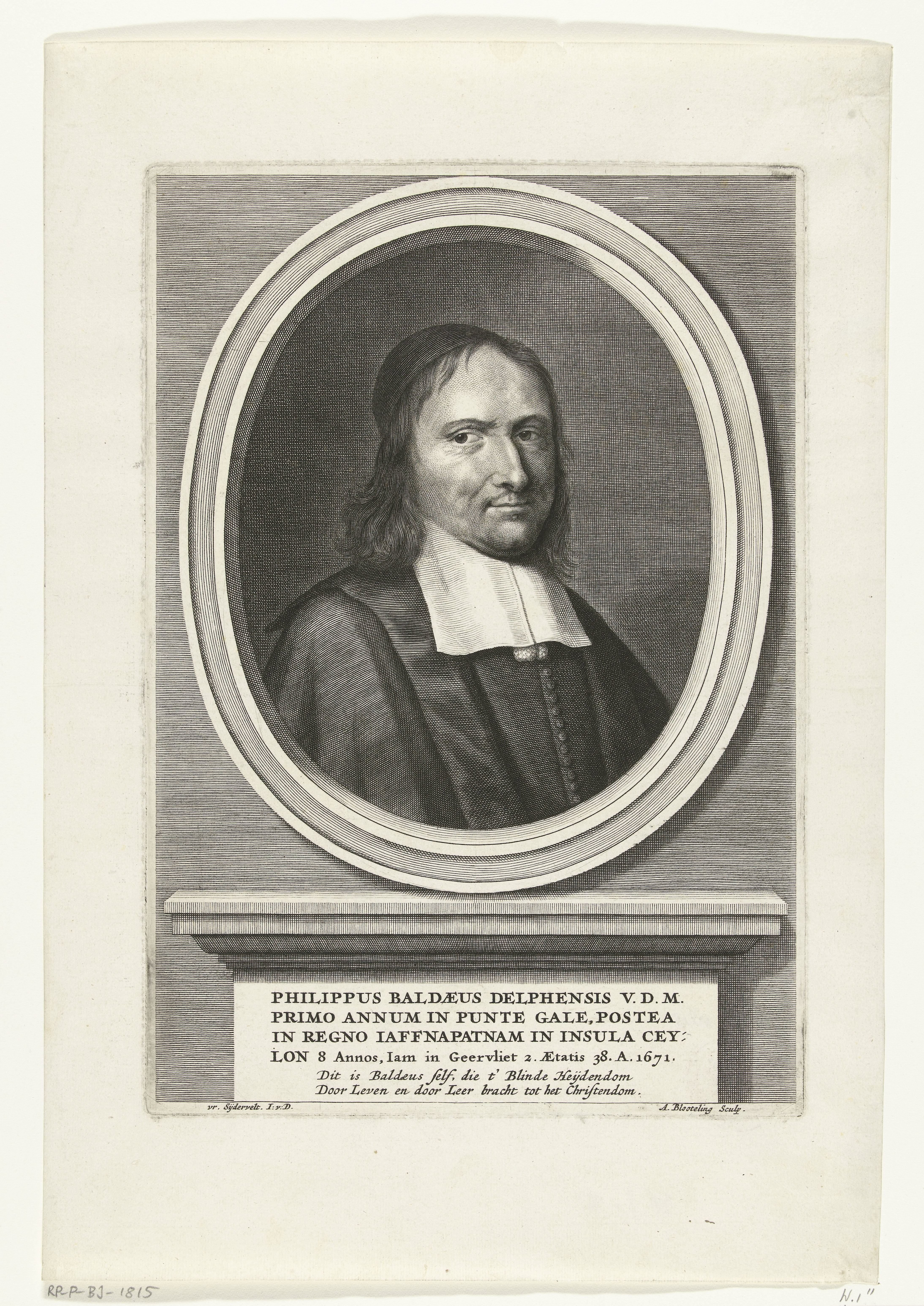 Portret van Philip Baldaeus by Abraham Bloteling