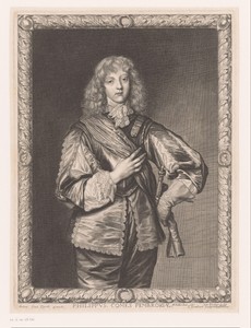 Portret van Philip Herbert, graaf van Pembroke in een ornamentele lijst