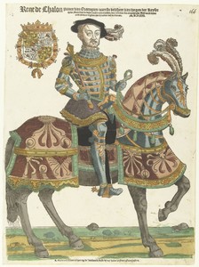 Portret van René de Châlon te paard
