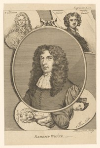 Portret van Robert White met vier kleinere portretten