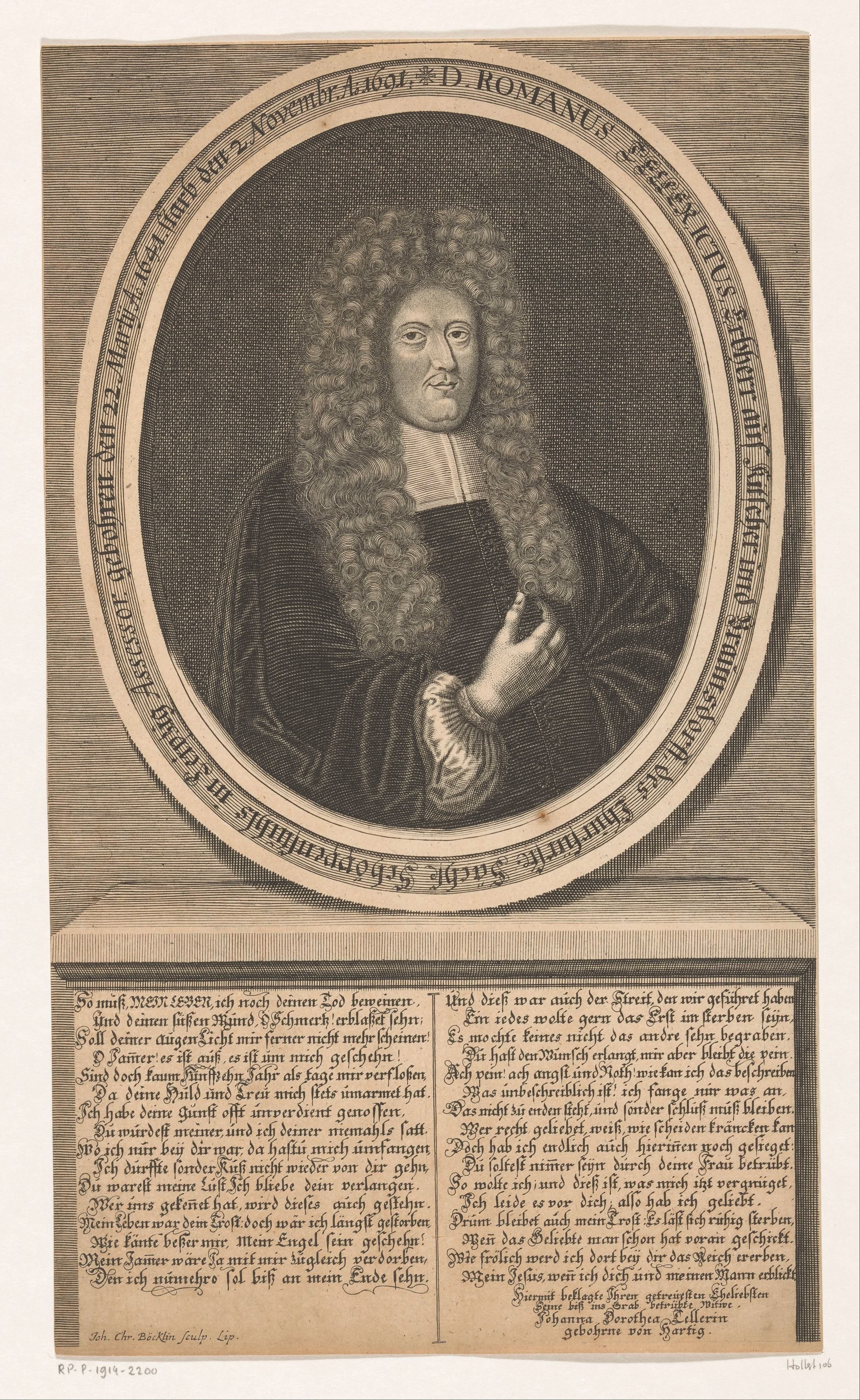 Portret van Romanus I Teller by Johann Christoph Boecklin