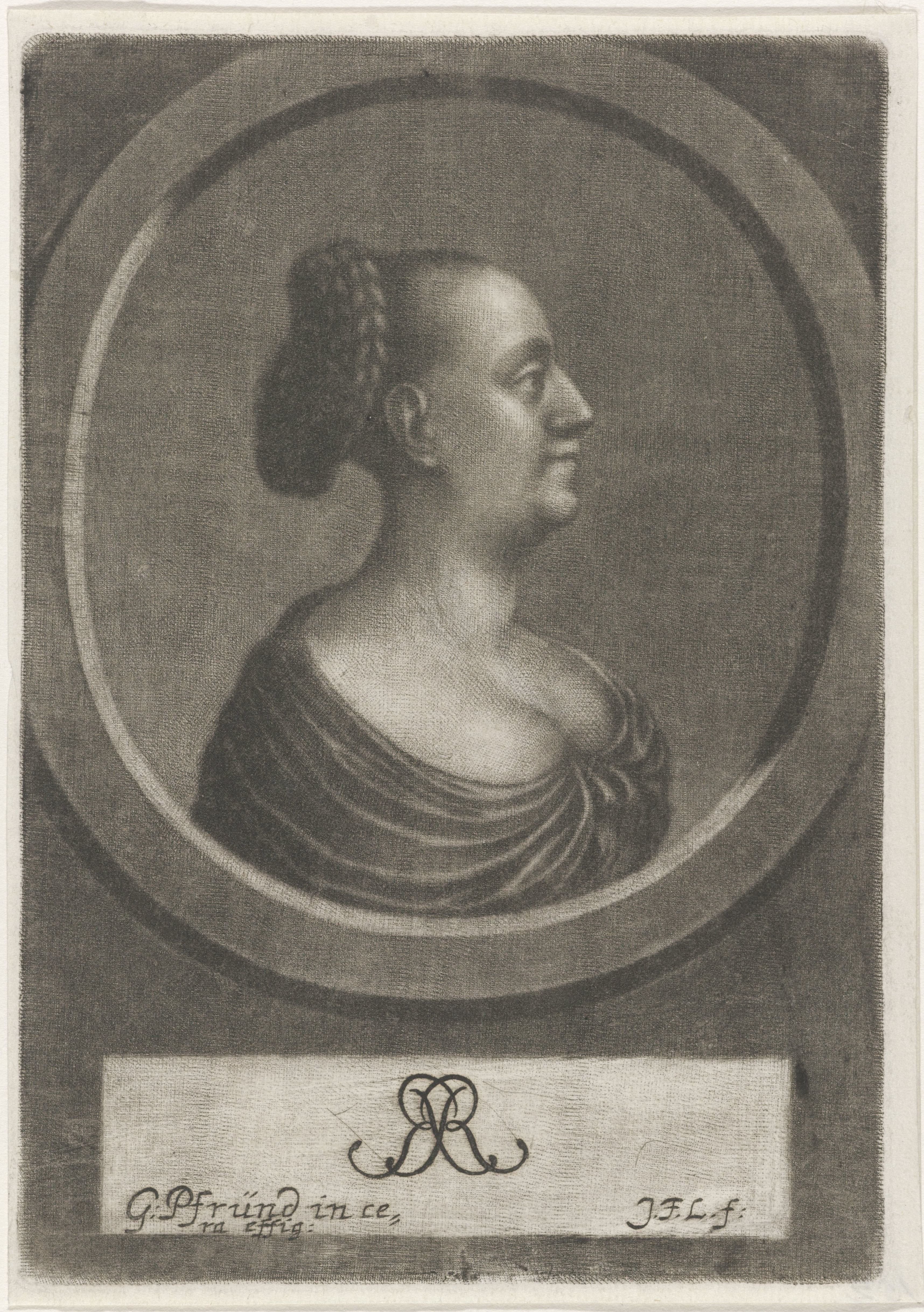 Portret van Rosina Ritter in profiel by Johann Friedrich Leonard