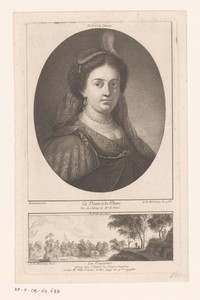 Portret van Saskia van Uylenburgh en landschap met reizigers