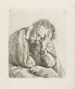Portret van slapende oude man