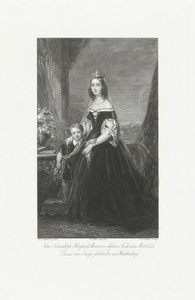 Portret van Sophia Frederika Mathilda van Württemberg met haar zoon