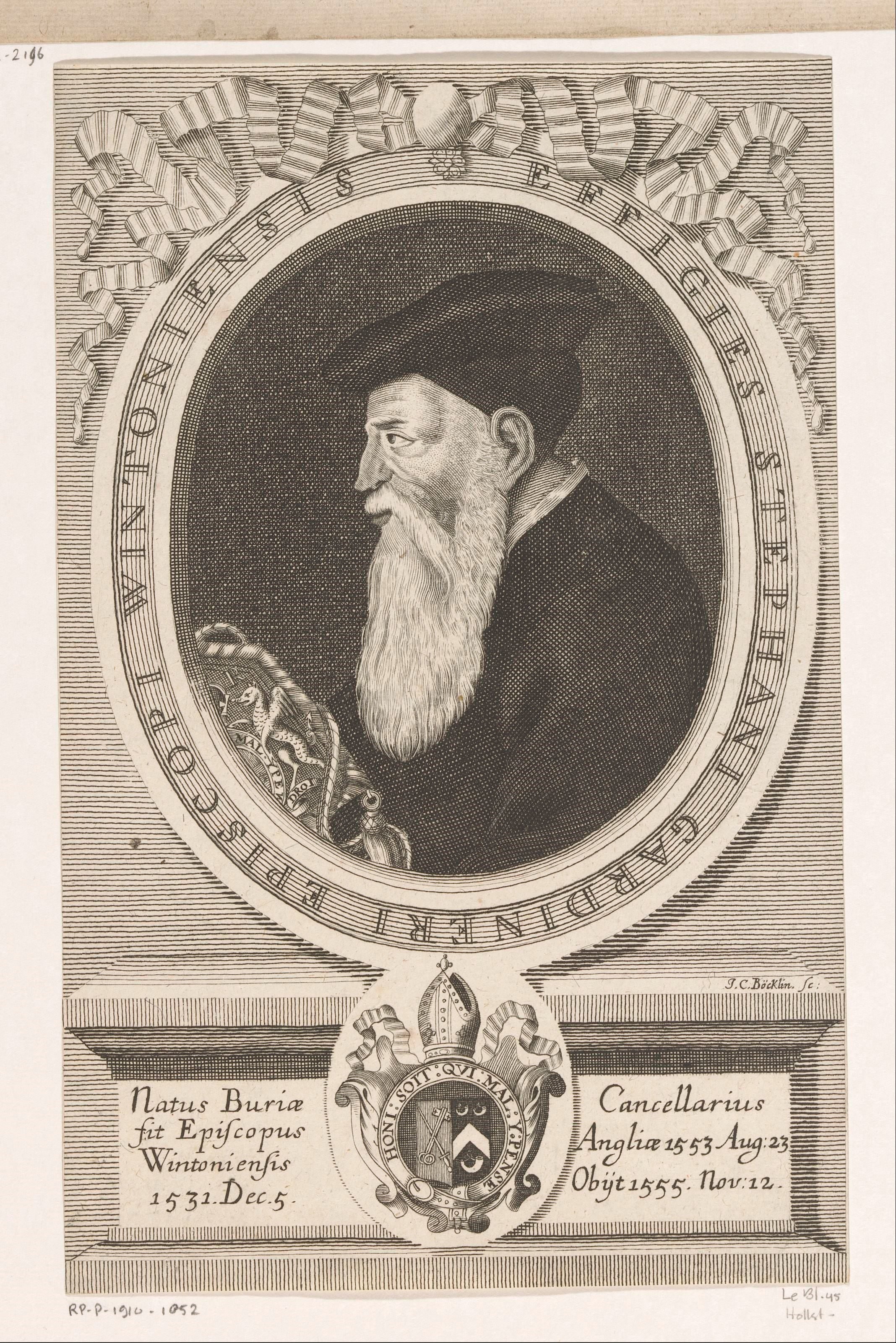 Portret van Stephen Gardiner by Johann Christoph Boecklin