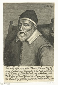 Portret van Thomas Parr op 152-jarige leeftijd
