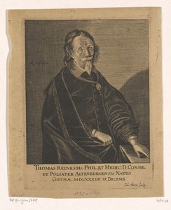 Portret van Thomas Reinesius op 73-jarige leeftijd