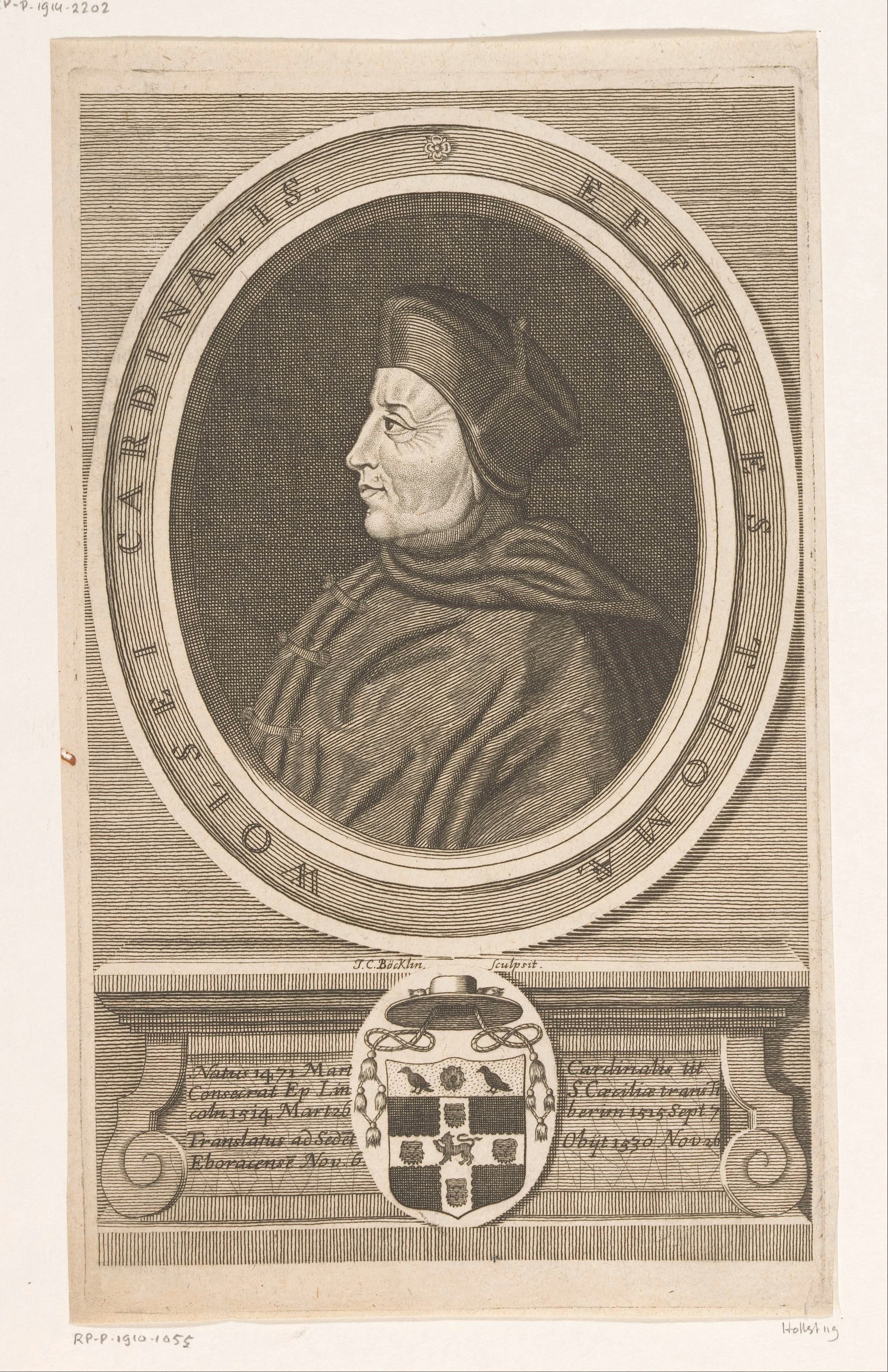 Portret van Thomas Wolsey by Johann Christoph Boecklin
