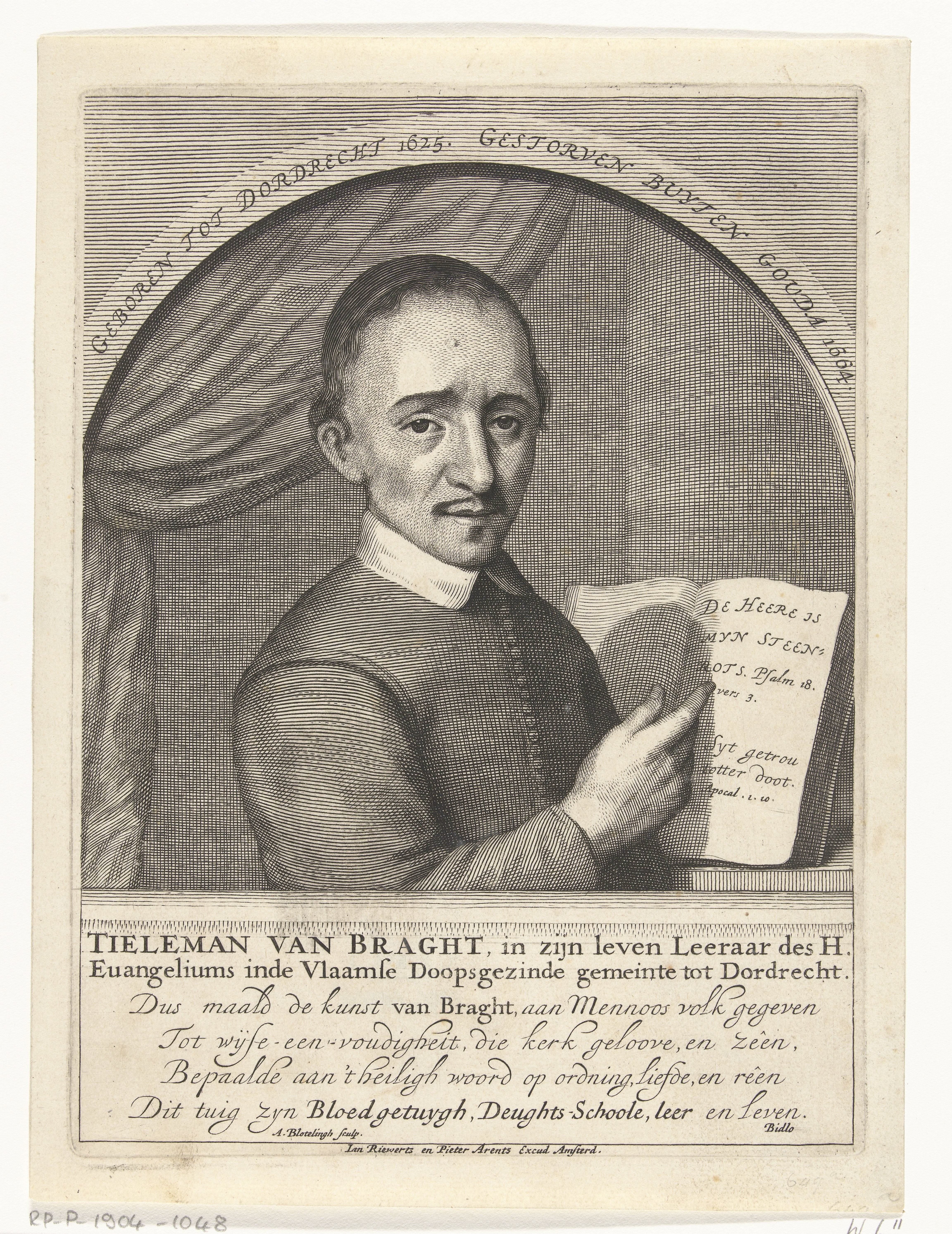 Portret van Tieleman van Braght by Abraham Bloteling