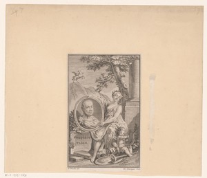 Portret van Torquato Tasso opgehouden door een muze met putto