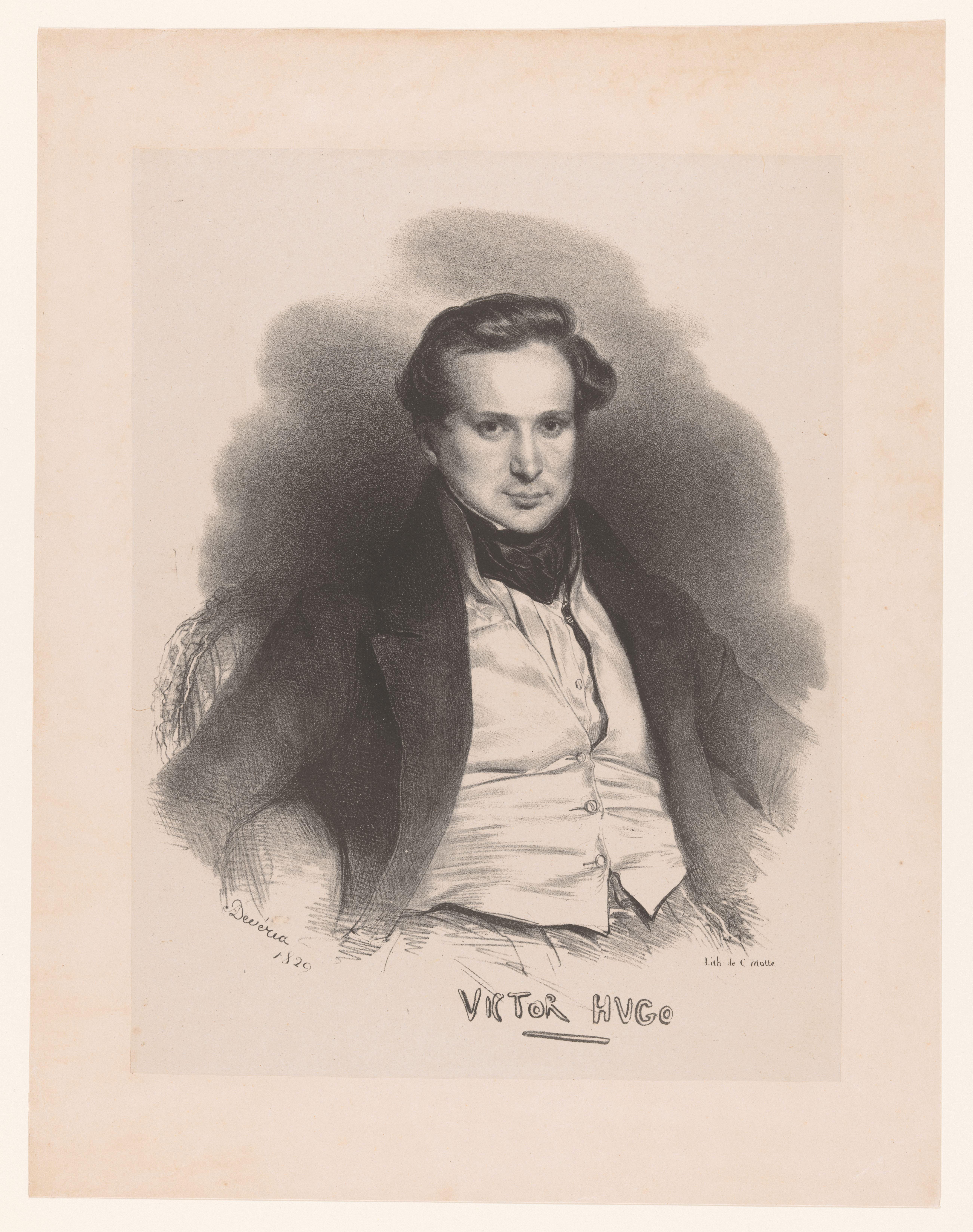 Portret van Victor Hugo op 27-jarige leeftijd by Achille Devéria