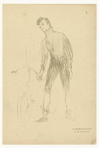 Portret van wielrenner Arthur Augustus Zimmerman en zijn fiets