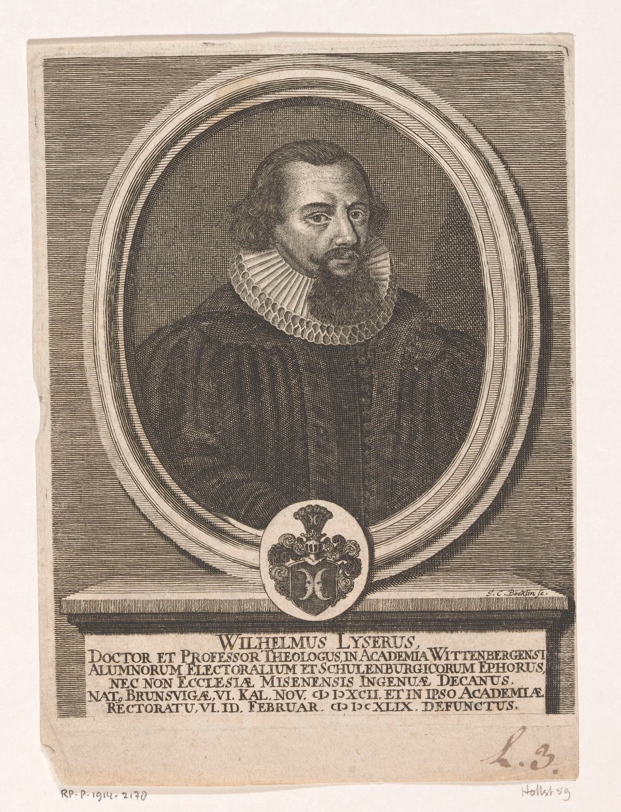 Portret van Wilhelm Leyser by Johann Christoph Boecklin