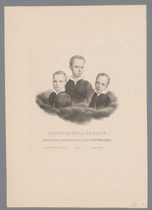 Portret van Willem III, Alexander I en Hendrik als kind