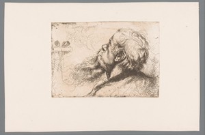 Portret van Willem Linnig senior, rook uitblazend