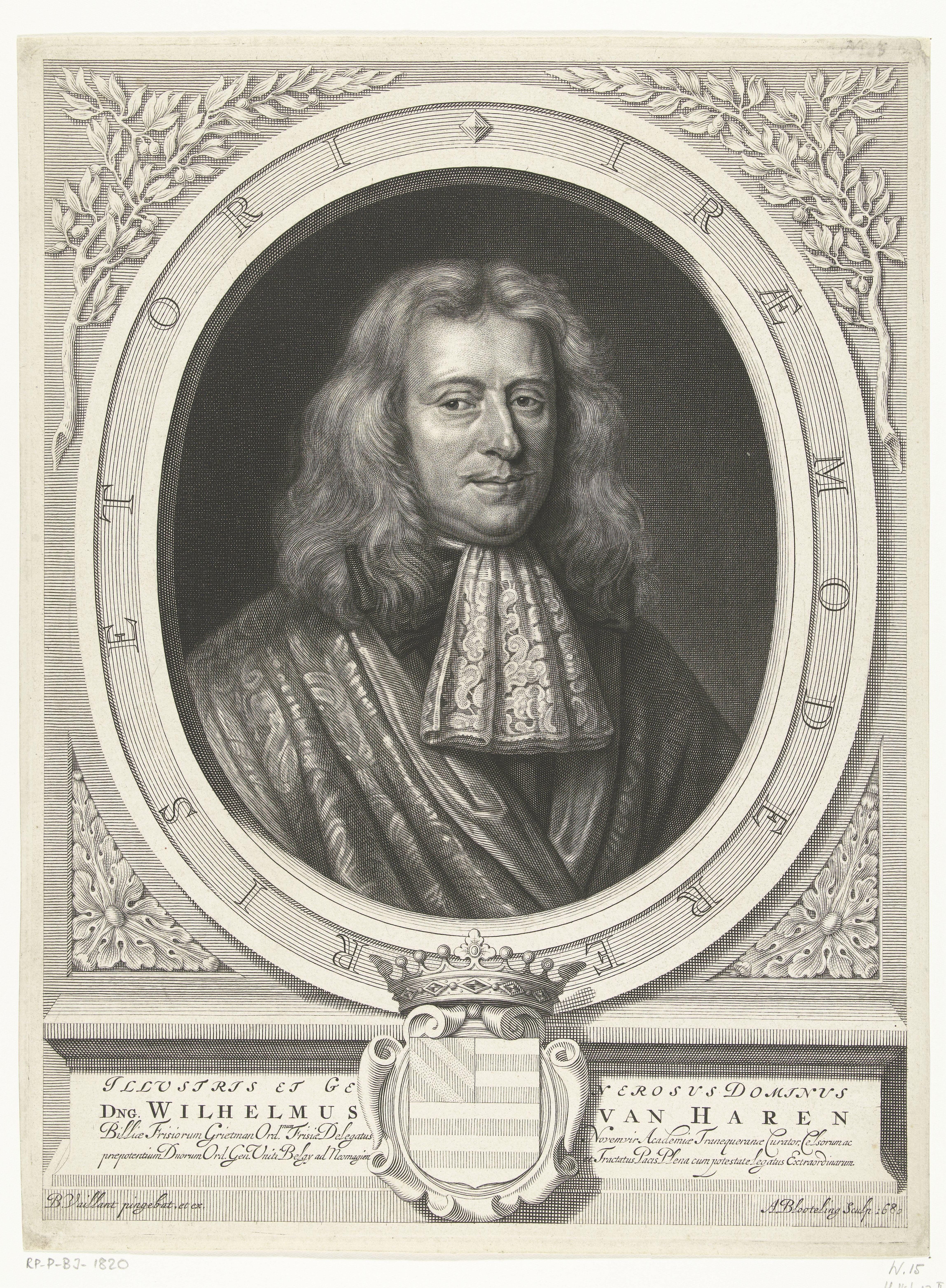 Portret van Willem van Haren by Abraham Bloteling