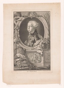Portret van Willem van Oranje in lijst met fries