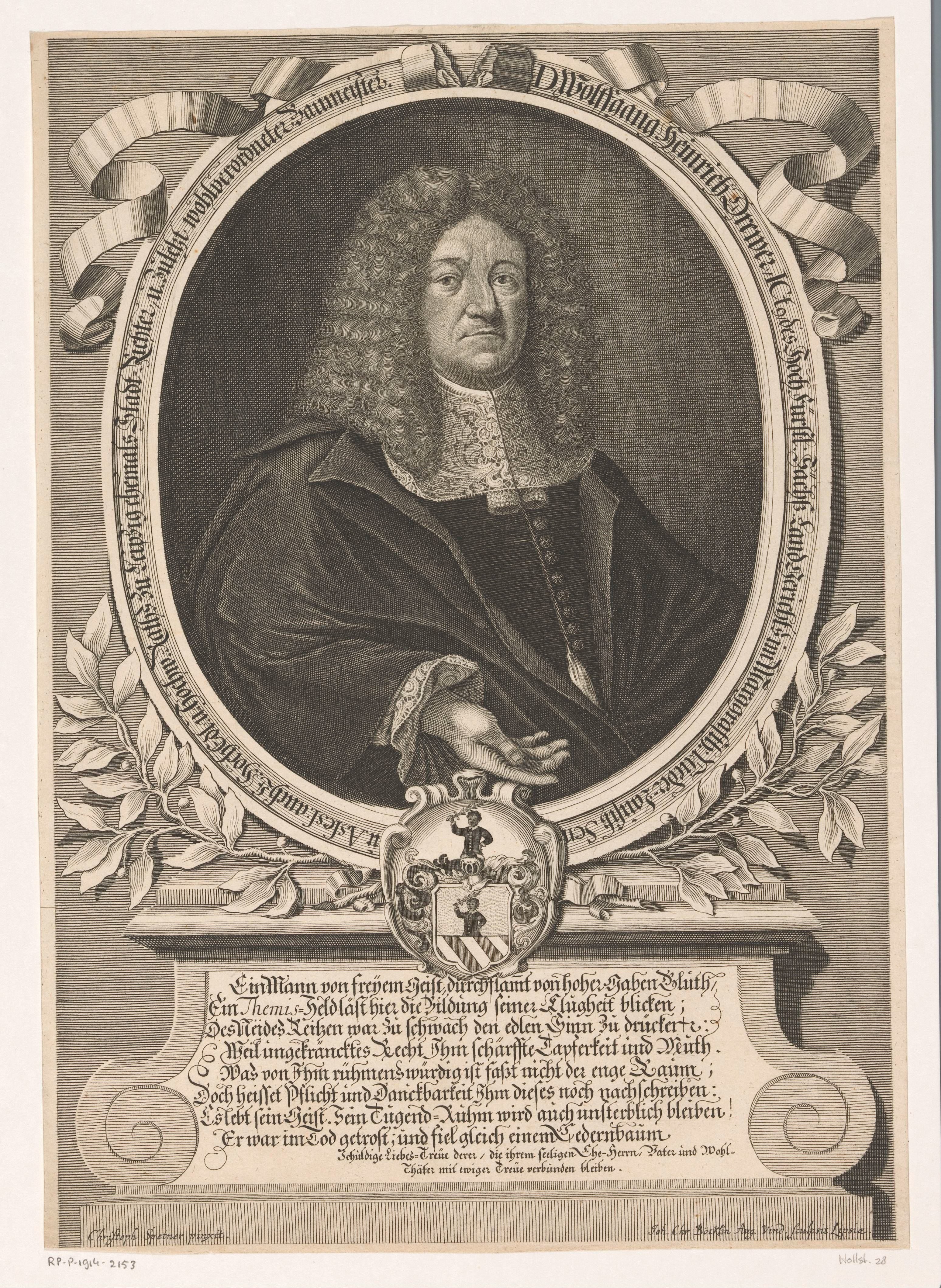 Portret van Wolfgang Heinrich Drewer by Johann Christoph Boecklin