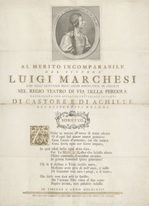Portret van zanger Luigi Marchesi met sonnet