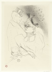 Portret van zangeres Marcelle Lender en komiek Louis Bouchenez of de Baron tijdens optreden