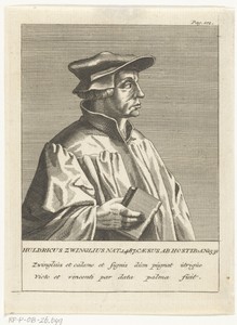 Portret van Zwitserse priester en hervormer Ulrich Zwingli