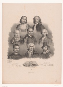Portretten van acht beroemde schrijvers