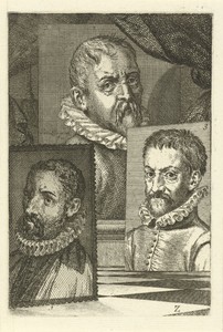 Portretten van Anthonie Blocklandt, Dirck Barendsz. en Dominicus Lampsonius